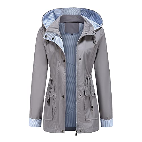 GITVIENAR Wasserdichte Regenjacke Damen Windbreaker, Winddichter Regenmantel Atmungsaktiv Slim Design Parka Jacke Sportjacke Damen Frauen Alltag Fahren Wandern von GITVIENAR