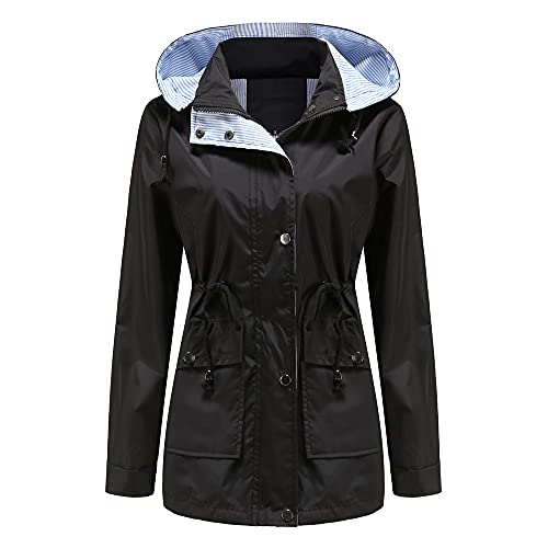 GITVIENAR Wasserdichte Regenjacke Damen Windbreaker, Winddichter Regenmantel Atmungsaktiv Slim Design Parka Jacke Sportjacke Damen Frauen Alltag Fahren Wandern von GITVIENAR