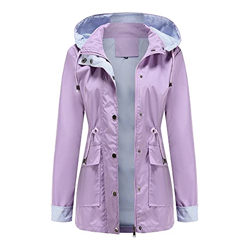 GITVIENAR Wasserdichte Regenjacke Damen Windbreaker, Winddichter Regenmantel Atmungsaktiv Slim Design Parka Jacke Sportjacke Damen Frauen Alltag Fahren Wandern von GITVIENAR