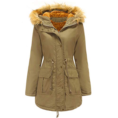 GITVIENAR Winterparka Damen Winter Jacke, Warm Slim Fit Gefüttert Wintermantel mit Kunstfell Fleece Übergangsjacke Kurzmantel Outdoorjacke Parka Damen Frauen Mädchen von GITVIENAR