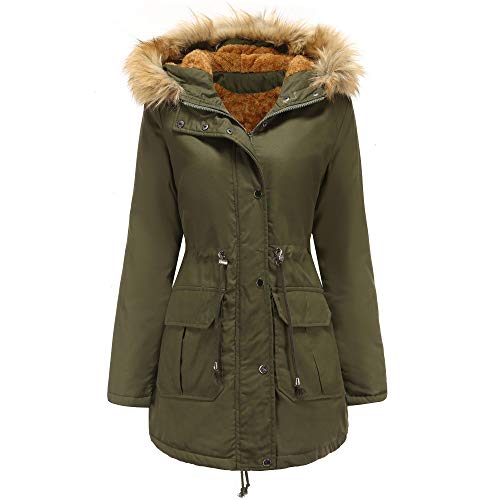 GITVIENAR Winterparka Damen Winter Jacke, Warm Slim Fit Gefüttert Wintermantel mit Kunstfell Fleece Übergangsjacke Kurzmantel Outdoorjacke Parka Damen Frauen Mädchen von GITVIENAR