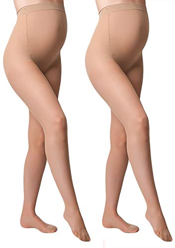 Giulia 20 Den Umstandsstrumpfhose Strumpfhose für Schwangere Mutter, Farbe: Beige, Größe: S, 2er Set von Giulia