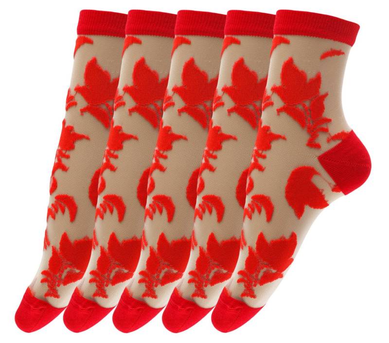 GIULIA Feinsöckchen 5 Paar atmungsaktiv mit Blumen Flower Muster Söckchen Damen (5-Paar) von GIULIA