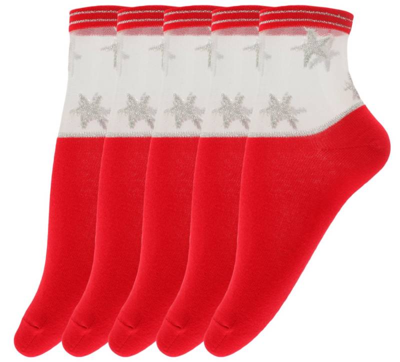 GIULIA Feinsöckchen 5 Paar glänzende atmungsaktiv mit Sternen Muster Söckchen (5-Paar) von GIULIA