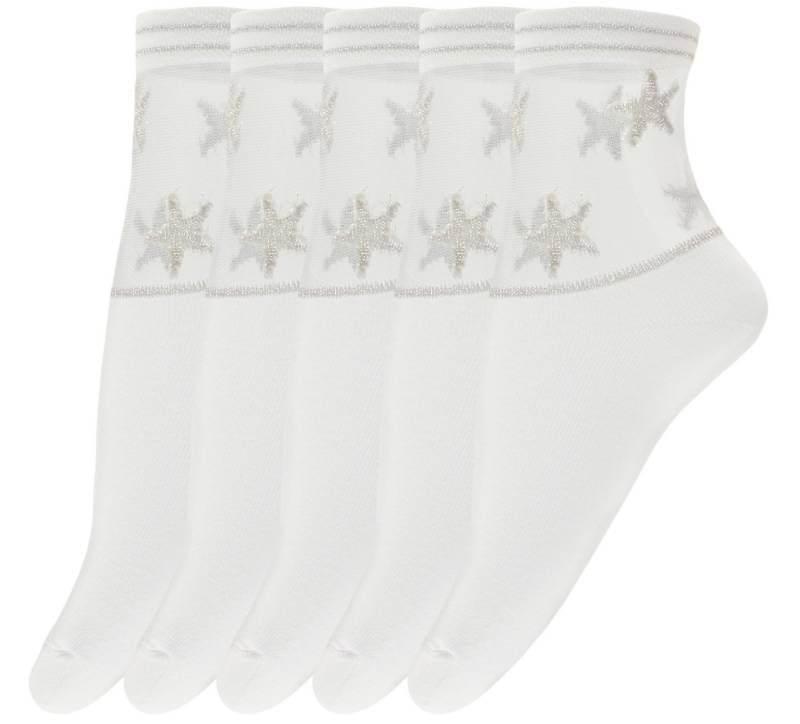 GIULIA Feinsöckchen 5 Paar glänzende atmungsaktiv mit Sternen Muster Söckchen (5-Paar) von GIULIA