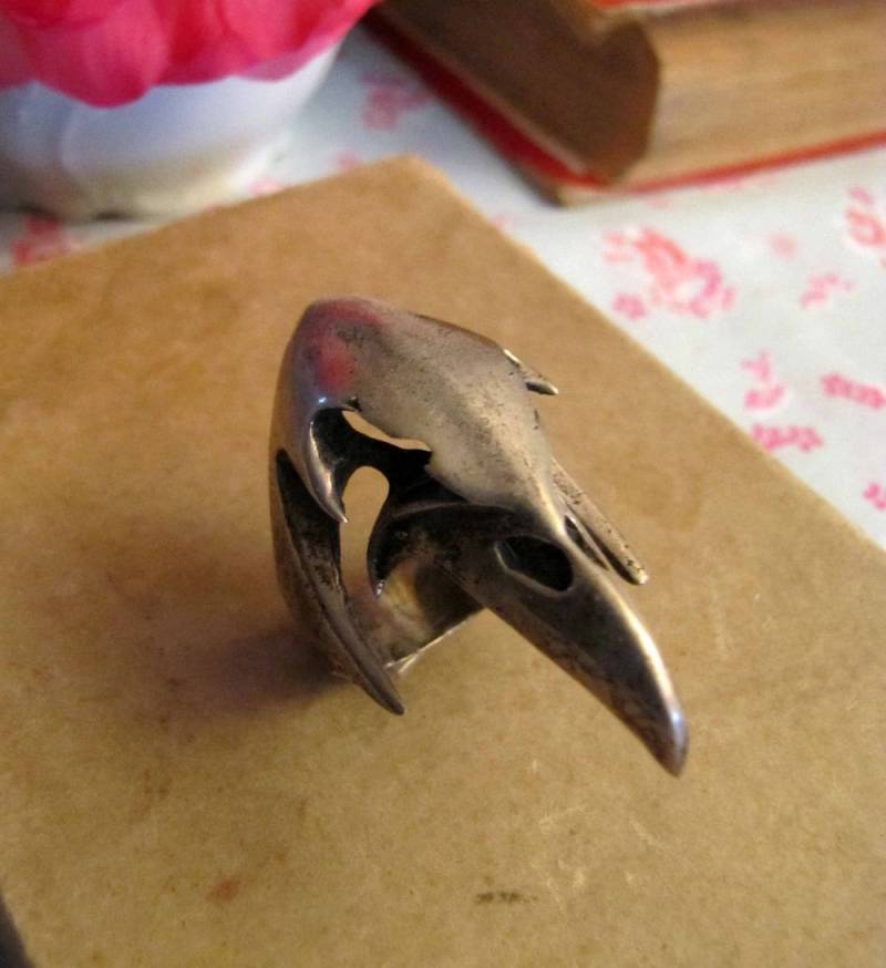 Gratis Versand/Vintage Sterling Silber Ring Als Der Crow-Schädel von GIULIETTASStore