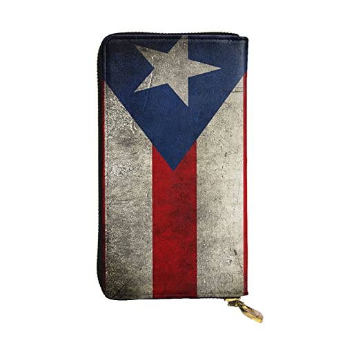 GIULIZ Puerto Rico Flagge bedruckte Damen Geldbörse, großes Fassungsvermögen, Leder Damen Geldbörse mit mehreren Kartenfächern, Schwarz , Einheitsgröße von GIULIZ