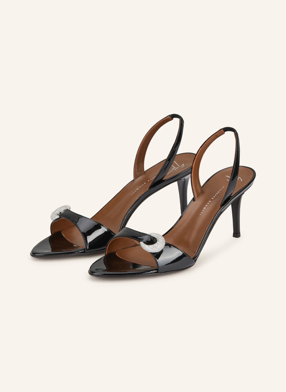 Giuseppe Zanotti Design Lacksandaletten Mit Schmucksteinen schwarz von GIUSEPPE ZANOTTI DESIGN