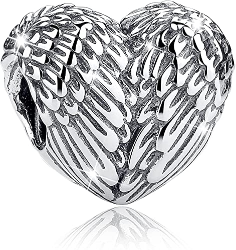 GIVBRO Charm Anhänger 925 Sterling Silber Federn Engel Flügel Herz Form Charm Bead für Pandora Armband Halskette Zubehör von GIVBRO