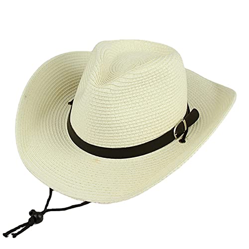 GIVBRO Cowboyhut Sonnenhut Strohhut breite Krempe Strohhut Schirm Hut Strand Damen Sommer Reise Kappe für Männer Frauen von GIVBRO