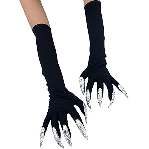 GIVBRO Monster Handschuhe Halloween Pfotenhandschuhe Lange Nagel Fingernägel Handschuhe Katzenklaue Handkleidung für Cosplay Kostüm Zubehör (#A) von GIVBRO