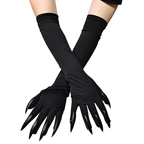 GIVBRO Monster Handschuhe Halloween Pfote Handschuhe Lange Nagel Fingernägel Handschuhe Katze Kralle Handschuhe Handbekleidung für Cosplay Kostüm Zubehör, #B, 10*40cm von GIVBRO