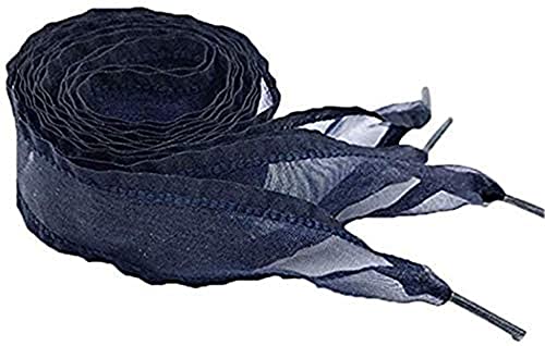 GIVBRO Schnürsenkel Satinbänder Breite Flache Seile Transparent Chiffon Organza Schnürsenkel für Kinder Erwachsene Sportschuhe Blau 120cm von GIVBRO