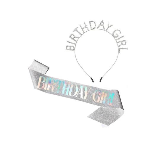 GIVBRO Stirnband für Mädchen, Krone, Strass, Haarband, Tiara, Geburtstag, Mädchen, Schärpe für Frauen, Geburtstagsparty-Dekorationen (#F) von GIVBRO