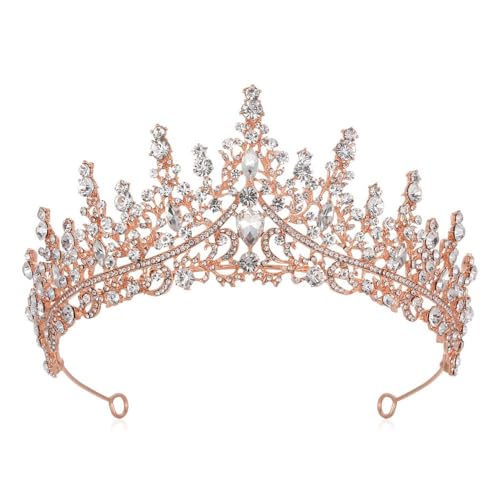 GIVBRO Strass-Tiara, Krone, Hochzeit, Braut, Diadem, Abschlussball, Cosplay, Party, Kostüme, Königin, Haarschmuck für Frauen und Mädchen, Einheitsgröße, Metalllegierung von GIVBRO