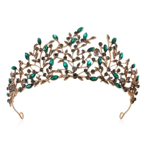 GIVBRO Strass Tiara Krone Hochzeit Braut Blätter Tiaras Stirnband Cosplay Party Kostüme Frauen Mädchen Haarschmuck, Einheitsgröße, Metalllegierung von GIVBRO