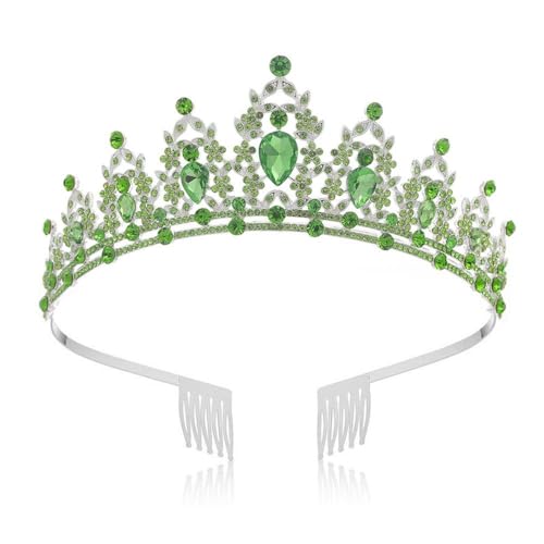 GIVBRO Strass Tiara Krone mit Kämmen Frauen Hochzeit Braut Tiaras Abschlussbälle Festzüge Geburtstag Party Kostüme Königin Haarschmuck, Einheitsgröße, Metalllegierung von GIVBRO