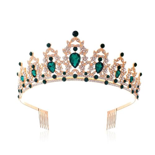 GIVBRO Strass Tiara Krone mit Kämmen Frauen Hochzeit Braut Tiaras Abschlussbälle Festzüge Geburtstag Party Kostüme Königin Haarschmuck, Einheitsgröße, Metalllegierung von GIVBRO