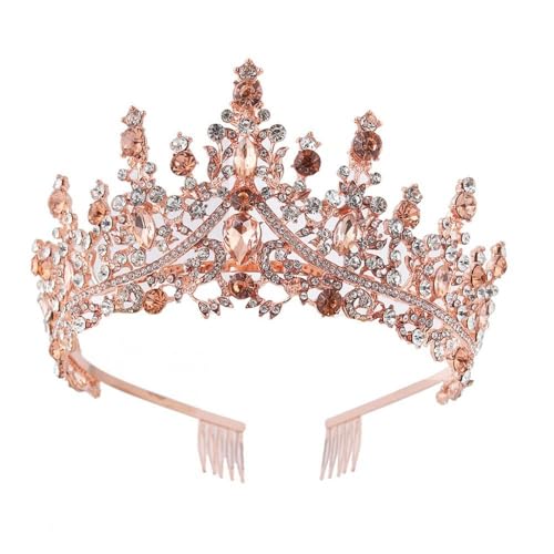 GIVBRO Strass Tiara Krone mit Kämmen Hochzeit Braut Diademe Abschlussbälle Cosplay Party Kostüme Frauen Mädchen Haarschmuck, Einheitsgröße, Metalllegierung von GIVBRO