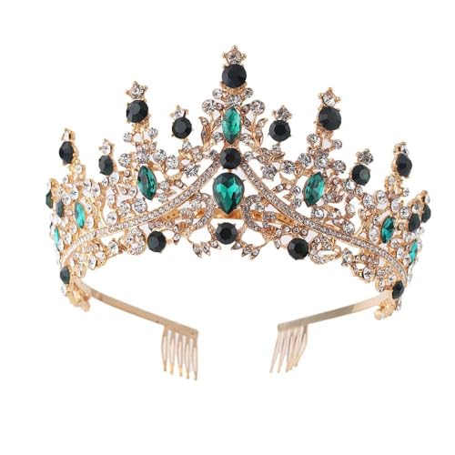 GIVBRO Strass Tiara Krone mit Kämmen Hochzeit Braut Diademe Abschlussbälle Cosplay Party Kostüme Frauen Mädchen Haarschmuck, Einheitsgröße, Metalllegierung von GIVBRO