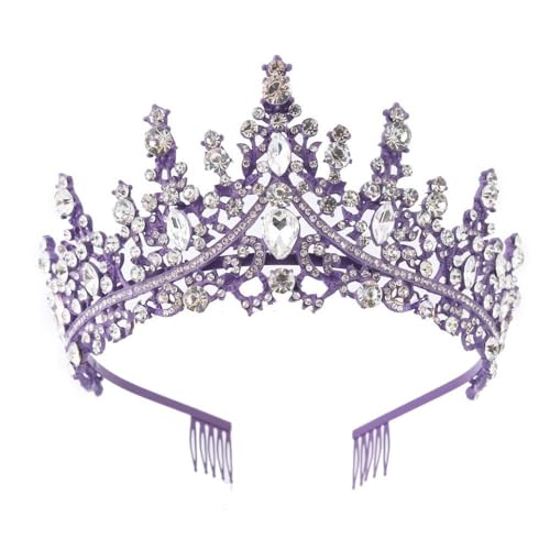 GIVBRO Strass Tiara Krone mit Kämmen Hochzeit Braut Diademe Abschlussbälle Cosplay Party Kostüme Frauen Mädchen Haarschmuck, Einheitsgröße, Metalllegierung von GIVBRO