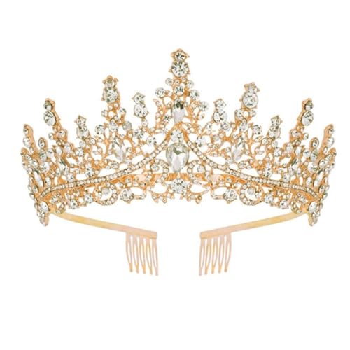 GIVBRO Strass Tiara Krone mit Kämmen Hochzeit Braut Diademe Abschlussbälle Cosplay Party Kostüme Frauen Mädchen Haarschmuck, Einheitsgröße, Metalllegierung von GIVBRO