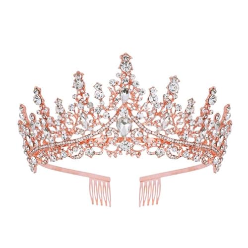 GIVBRO Strass Tiara Krone mit Kämmen Hochzeit Braut Diademe Abschlussbälle Cosplay Party Kostüme Frauen Mädchen Haarschmuck, Einheitsgröße, Metalllegierung von GIVBRO