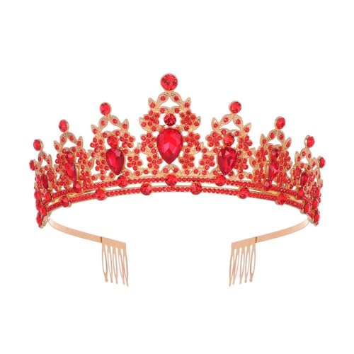 GIVBRO Strass Tiara Krone mit Kämmen Hochzeit Braut Tiaras Abschlussbälle Festzüge Geburtstag Party Kostüme Frauen Mädchen Haarschmuck, Einheitsgröße, Metalllegierung von GIVBRO