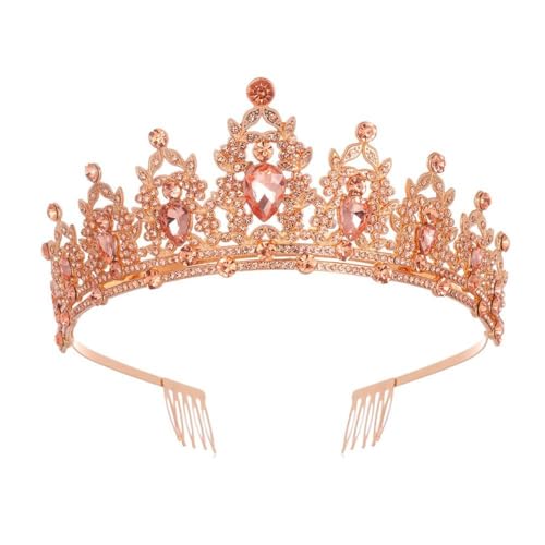 GIVBRO Strass Tiara Krone mit Kämmen Hochzeit Braut Tiaras Abschlussbälle Festzüge Geburtstag Party Kostüme Königin Haarschmuck für Frauen Mädchen, Einheitsgröße, Metalllegierung von GIVBRO