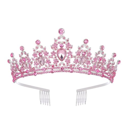 GIVBRO Strass Tiara Krone mit Kämmen Hochzeit Braut Tiaras Abschlussbälle Festzüge Geburtstag Party Kostüme Königin Haarschmuck für Frauen Mädchen, Einheitsgröße, Metalllegierung von GIVBRO