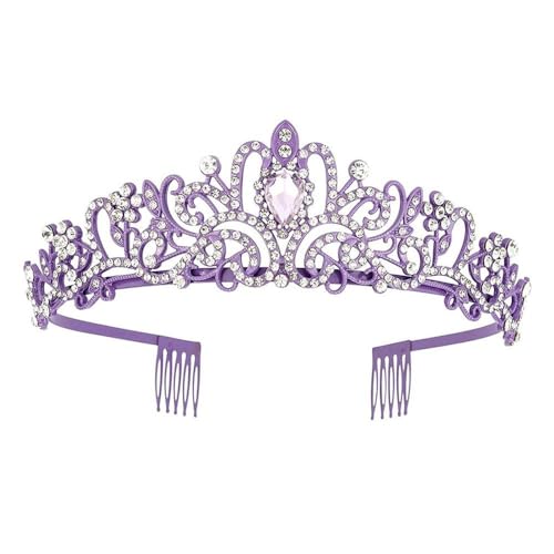 GIVBRO Strass Tiara Krone mit Kämmen Hochzeit Braut Tiaras Abschlussball Cosplay Party Kostüme Königin Haarschmuck für Frauen Mädchen, Einheitsgröße, Metalllegierung von GIVBRO