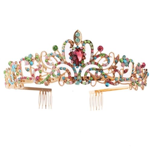 GIVBRO Strass Tiara Krone mit Kämmen Hochzeit Braut Tiaras Abschlussball Cosplay Party Kostüme Königin Haarschmuck für Frauen Mädchen, Einheitsgröße, Metalllegierung von GIVBRO