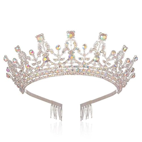 GIVBRO Strass Tiara Krone mit Kämmen Hochzeit Braut Tiaras Cosplay Party Kostüme Haarschmuck für Frauen Mädchen, Einheitsgröße, Metalllegierung von GIVBRO