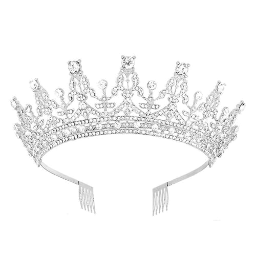 GIVBRO Strass Tiara Krone mit Kämmen Hochzeit Braut Tiaras Cosplay Party Kostüme Haarschmuck für Frauen Mädchen, Einheitsgröße, Metalllegierung von GIVBRO