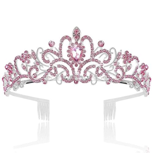 GIVBRO Strass Tiara Krone mit Kämmen Hochzeit Braut Tiaras Cosplay Proms Party Kostüme Haarschmuck für Frauen Mädchen, Einheitsgröße, Metalllegierung von GIVBRO