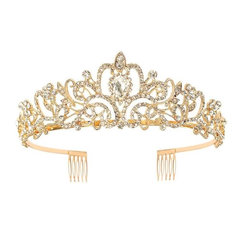 GIVBRO Strass Tiara Krone mit Kämmen Hochzeit Braut Tiaras Cosplay Proms Party Kostüme Haarschmuck für Frauen Mädchen, Einheitsgröße, Metalllegierung von GIVBRO