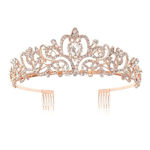 GIVBRO Strass Tiara Krone mit Kämmen Hochzeit Braut Tiaras Stirnband Cosplay Party Kostüme Frauen Mädchen Haarschmuck, Einheitsgröße, Metalllegierung von GIVBRO