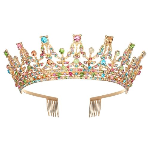 GIVBRO Strass Tiara Krone mit Kämmen Hochzeit Braut Tiaras Stirnband Cosplay Party Kostüme Haarschmuck für Frauen Mädchen, Einheitsgröße, Metalllegierung von GIVBRO