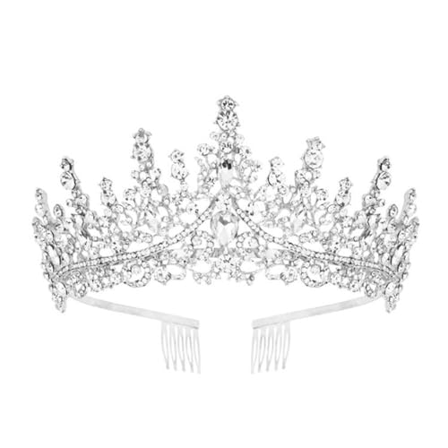 GIVBRO Strass Tiara Krone mit Kämmen Hochzeit Braut Tiaras Stirnband Cosplay Party Kostüme Königin Haarschmuck für Frauen Mädchen, Einheitsgröße, Metalllegierung von GIVBRO