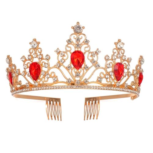 GIVBRO Strass Tiara Krone mit Kämmen Hochzeit Tiaras Stirnband Cosplay Party Kostüme Haarschmuck für Braut Frauen Mädchen, Einheitsgröße, Metalllegierung von GIVBRO