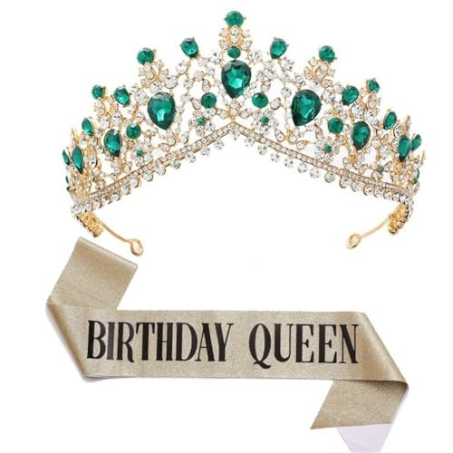 GIVBRO Strass-Tiara-Krone mit Kämmen für Geburtstag, Königin, Schärpe, Abschlussball, Geburtstagsparty, Kostüme, Dekorationen für Frauen, Einheitsgröße, Metalllegierung von GIVBRO