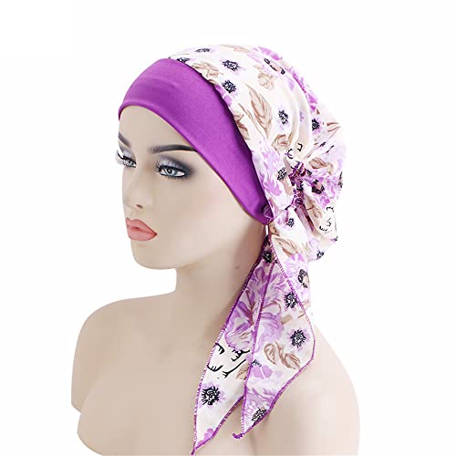 GIVBRO Stretch Turban Caps Kopfbedeckung Wrap Haar Schal Breiter Rand Stirnband Chemo Haarausfall Hut Nightcap Shower Cap für Frauen (#H) von GIVBRO