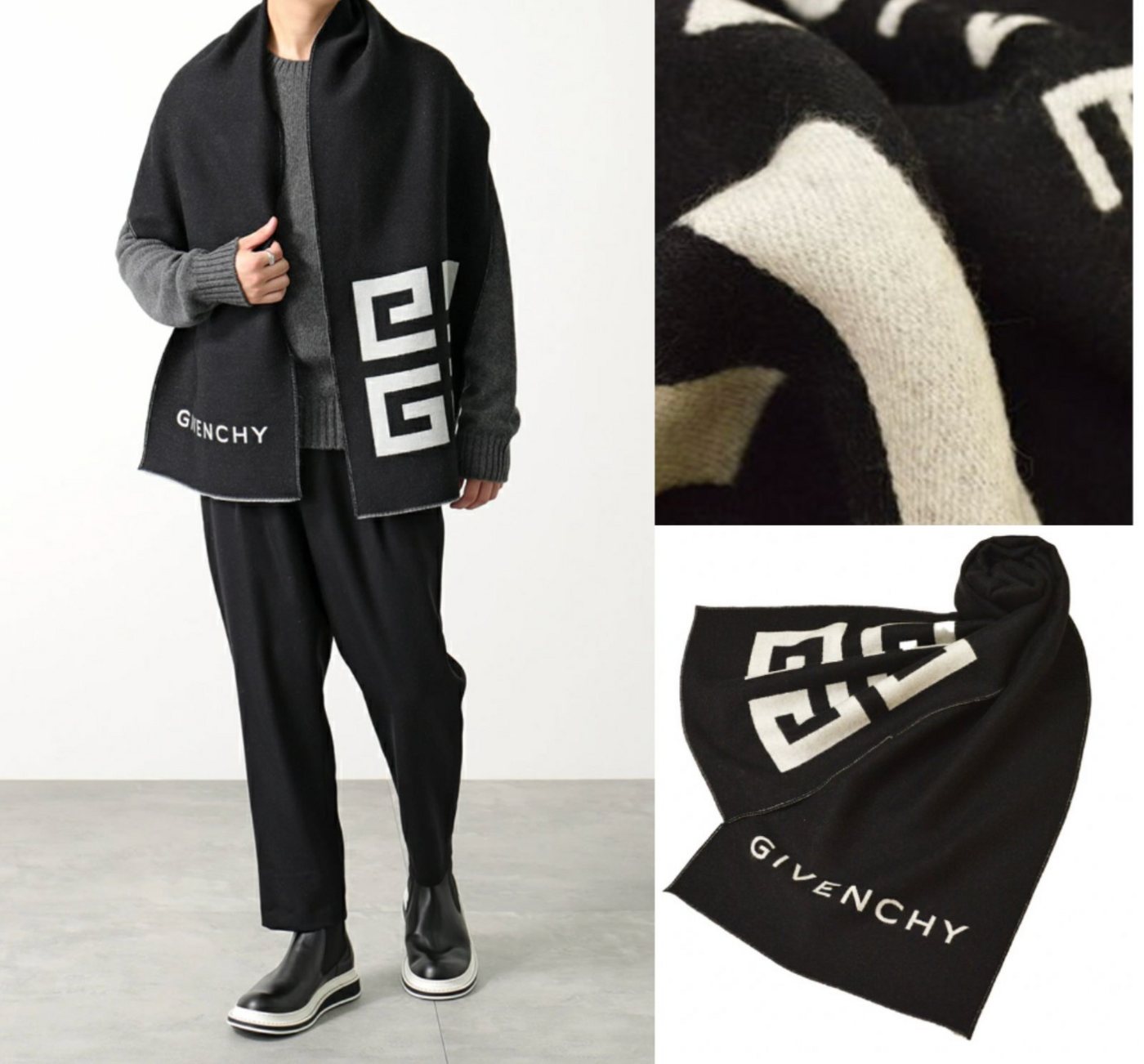 GIVENCHY Strickschal GIVENCHY Unisex Wool Silk 4G Logo Scarf Schal Mufflers Stola Tuch 35 x von GIVENCHY