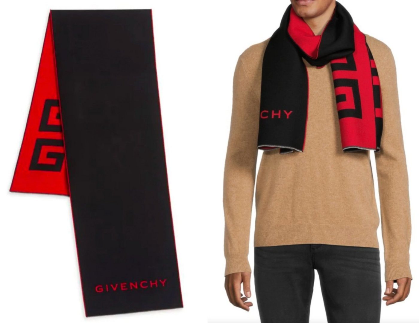 GIVENCHY Strickschal GIVENCHY Wool Silk 4G Scarf Schal Mufflers Stola Tuch Shawl Scarve Uni von GIVENCHY