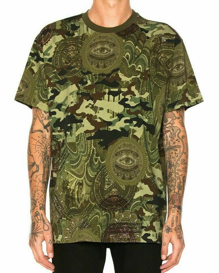 GIVENCHY T-Shirt GIVENCHY CAMOUFLAGE PRINT OVERSIZE KHAKI TATTOO SHIRT POLOSHIRT TSHIRT von GIVENCHY