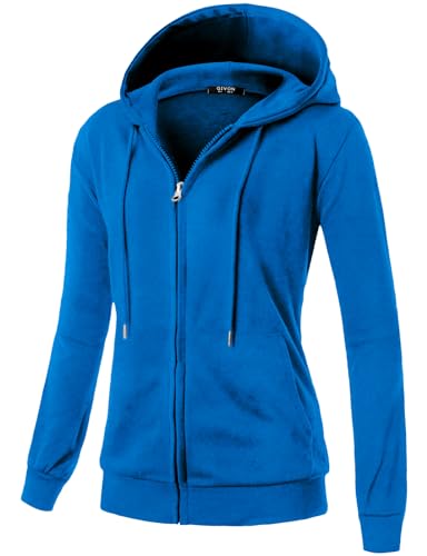 GIVON Basic-Kapuzenjacke mit Reißverschluss und langen Ärmeln, leichte, dünne Kapuzenjacke für Damen in Übergröße, M von GIVON