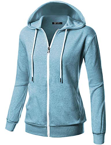 GIVON Basic-Kapuzenjacke mit Reißverschluss und langen Ärmeln, leichte, dünne Kapuzenjacke für Damen in Übergröße, XXL von GIVON