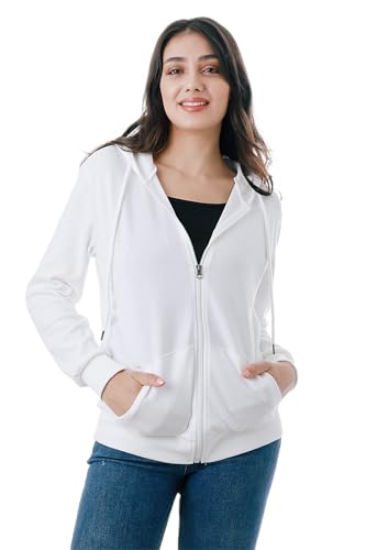 GIVON Basic-Kapuzenjacke mit Reißverschluss und langen Ärmeln, leichte, dünne Kapuzenjacke für Damen in Übergröße, XXL von GIVON