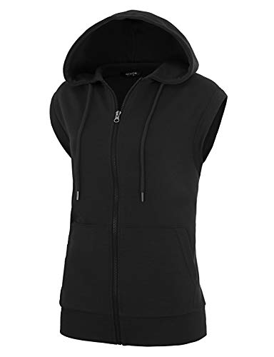GIVON Damen Slim Fit Ärmellos Leicht Zip Up Hoodie Vest mit Tasche, Gwh010-schwarz, M von GIVON