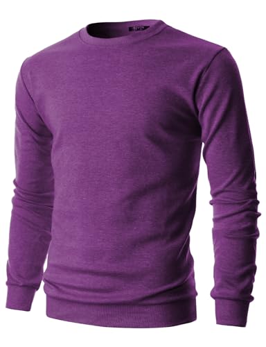 GIVON Herren-Sweatshirt mit Rundhalsausschnitt, leicht, langärmelig, Slim Fit (Dcs006)-lila, XX-Large von GIVON